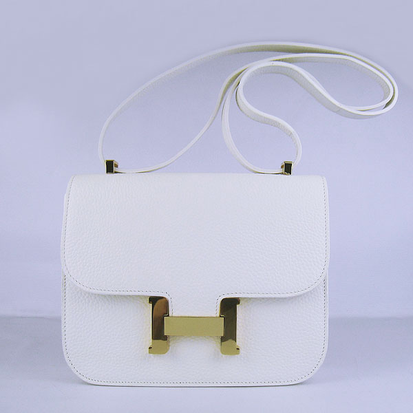 7A Hermes Oxhide Leather Message Bag White H017